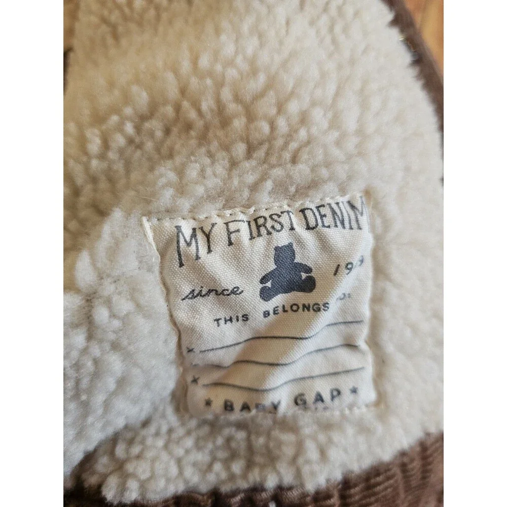 Baby Gap Deep Camel Corduroy Sherpa Lined Winter Coat Jacket Size 0-6M